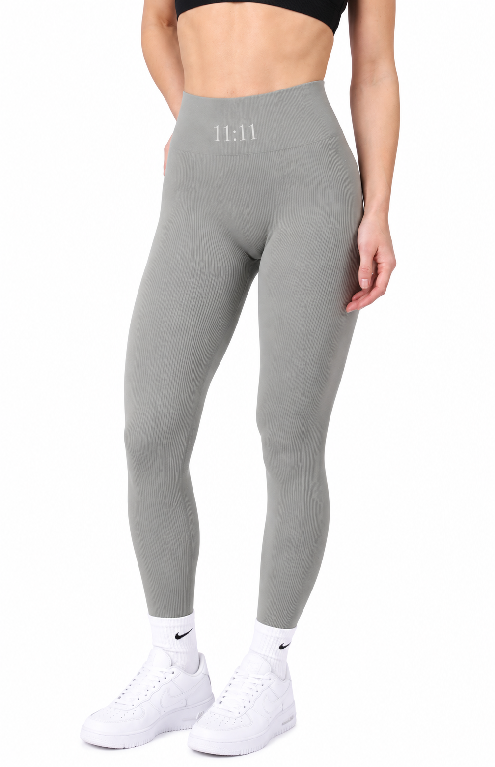 11:11 Light Grey Seamless High-Waisted Gym Leggings