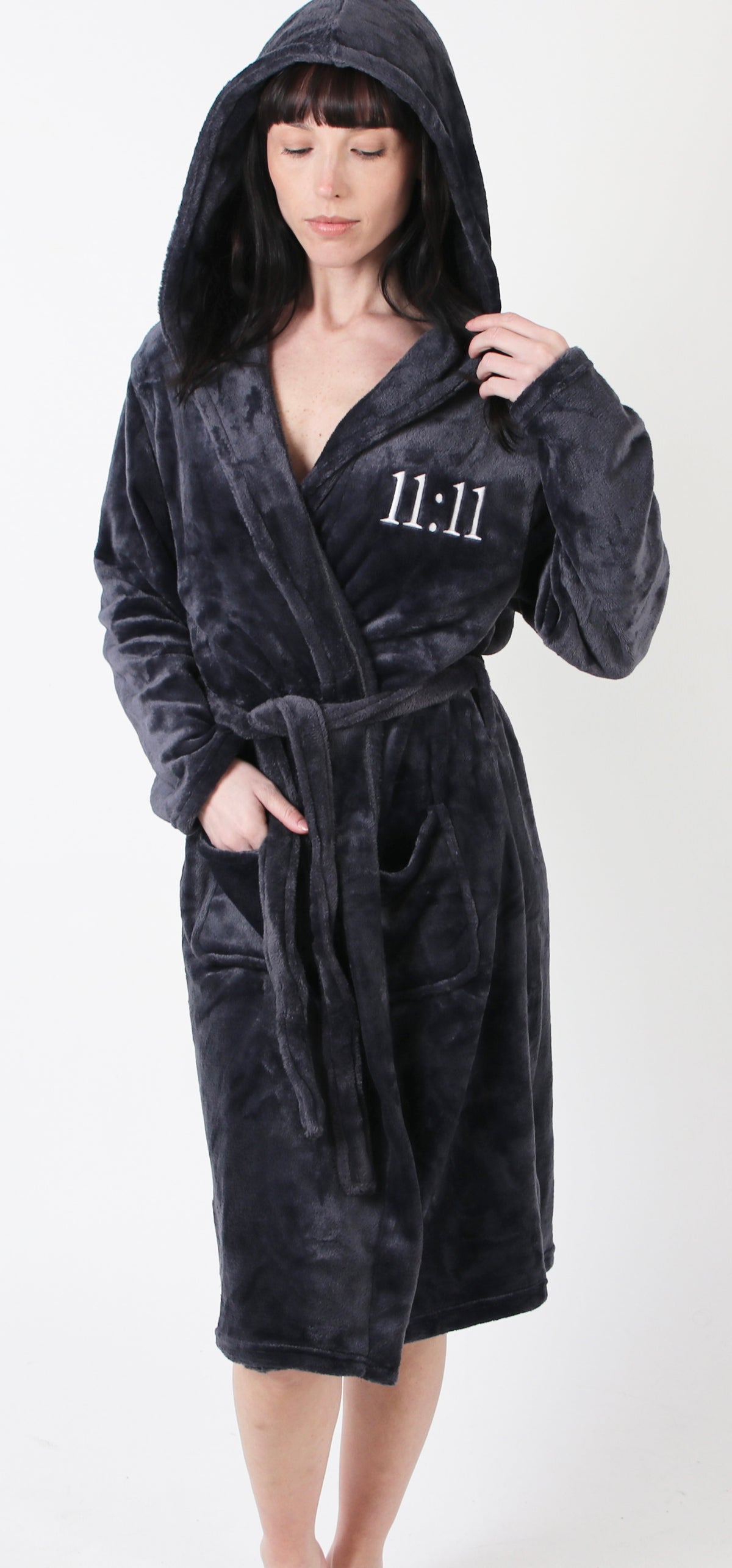 Personalised 11:11 Dressing Gown - Charcoal Grey - Woman’s