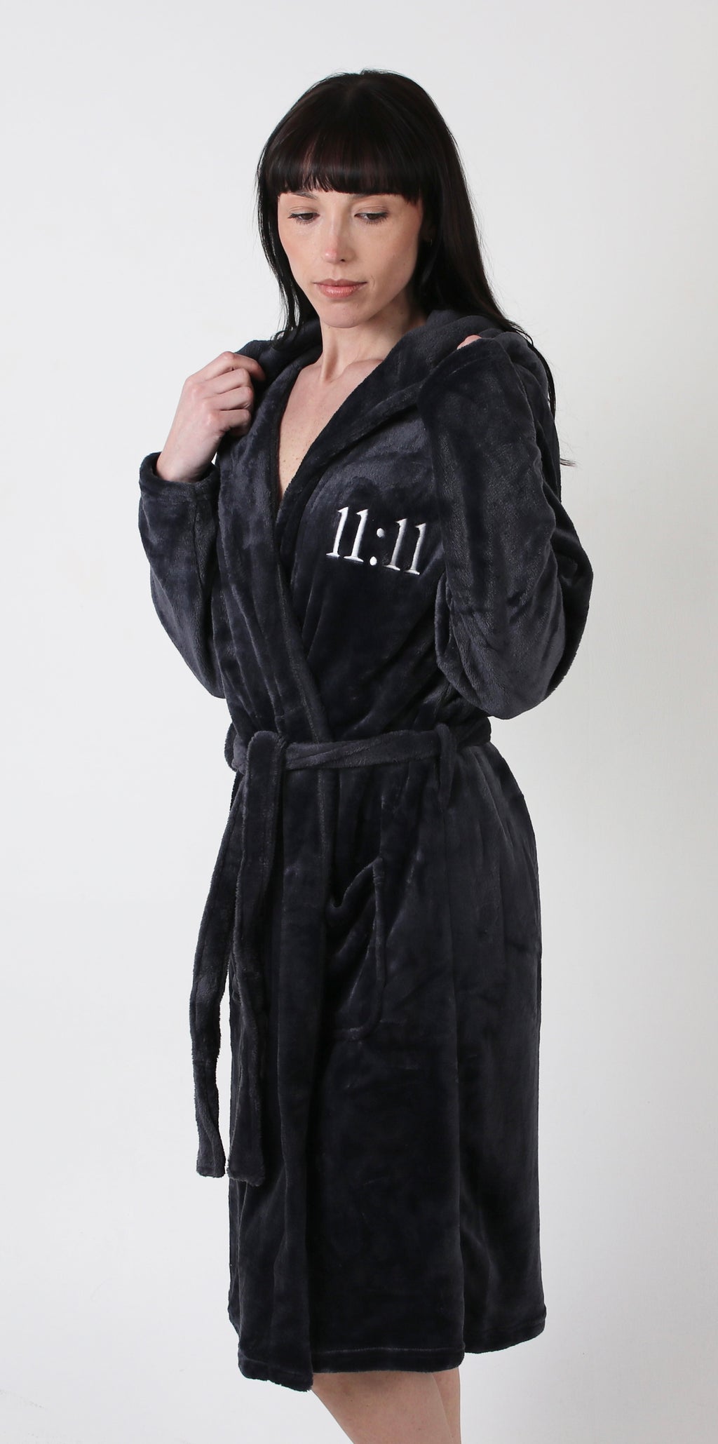 Personalised 11:11 Dressing Gown - Charcoal Grey - Woman’s