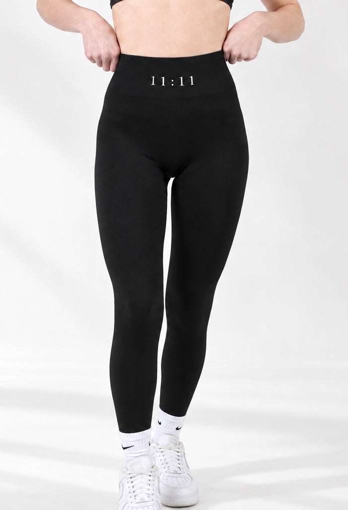 11:11 - Ribbed Women’s Black Seamless Sculpt Gym High Waisted Leggings