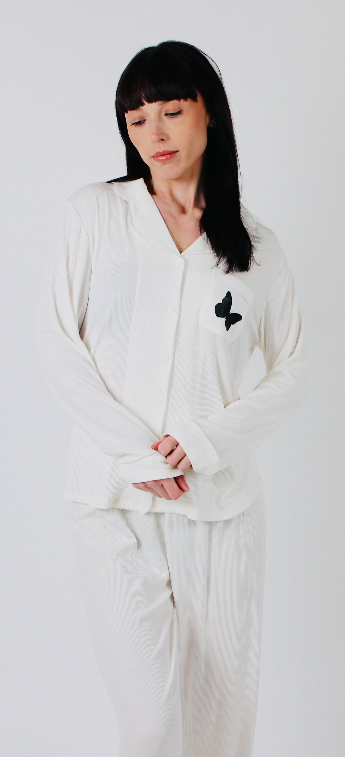 Essential Soft Stretch Butterfly Pyjama Set - White