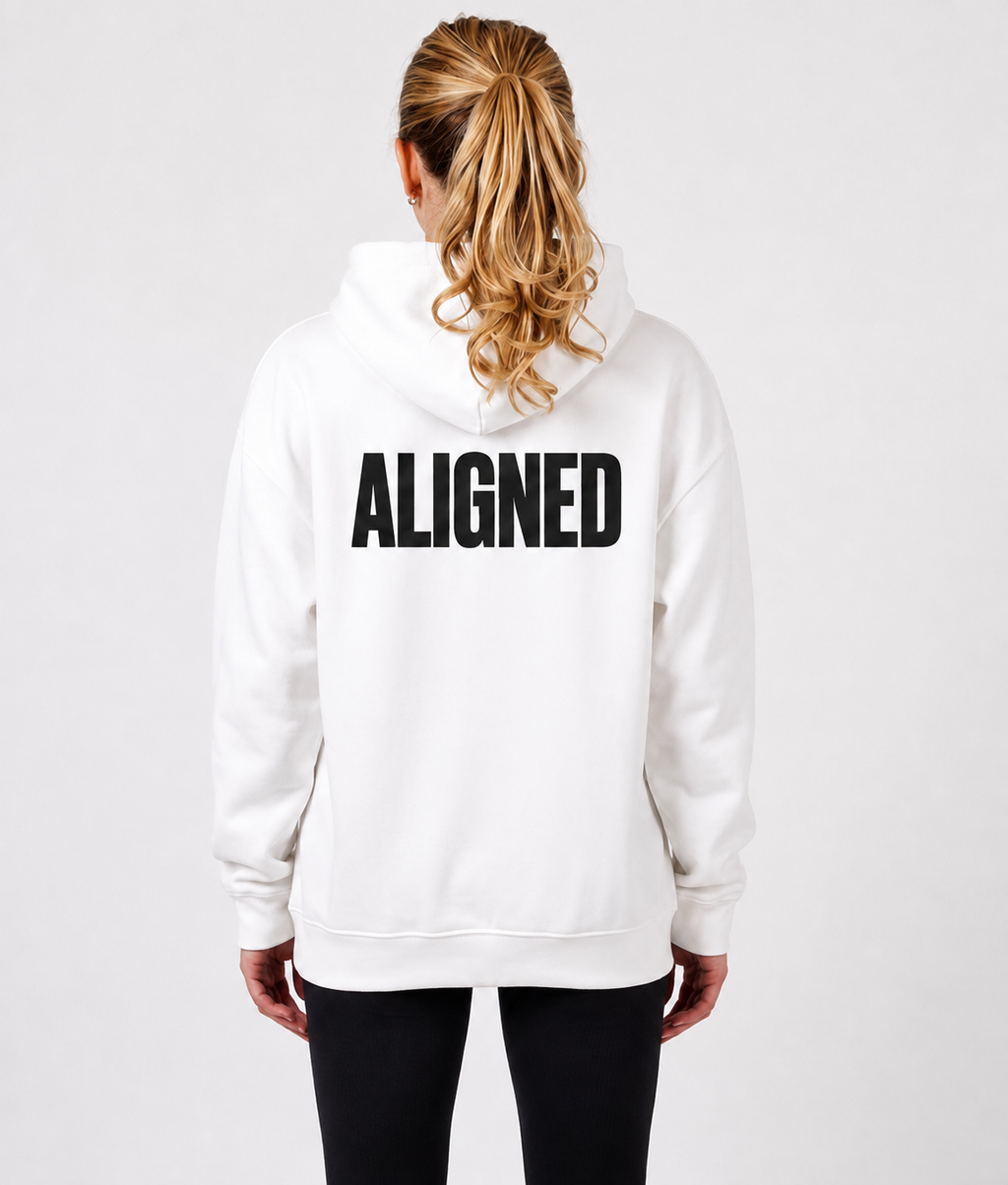Aligned Premium Oversized Lightweight Hoodie – White | Unisex
