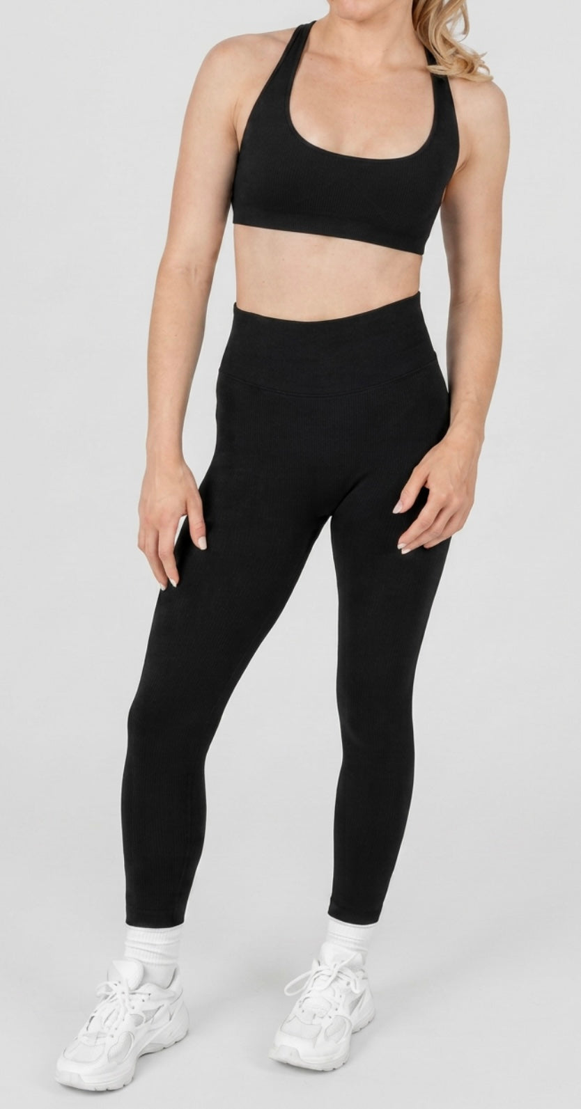Black Ribbed Seamless High-Waisted Leggings | Aligned Apparel