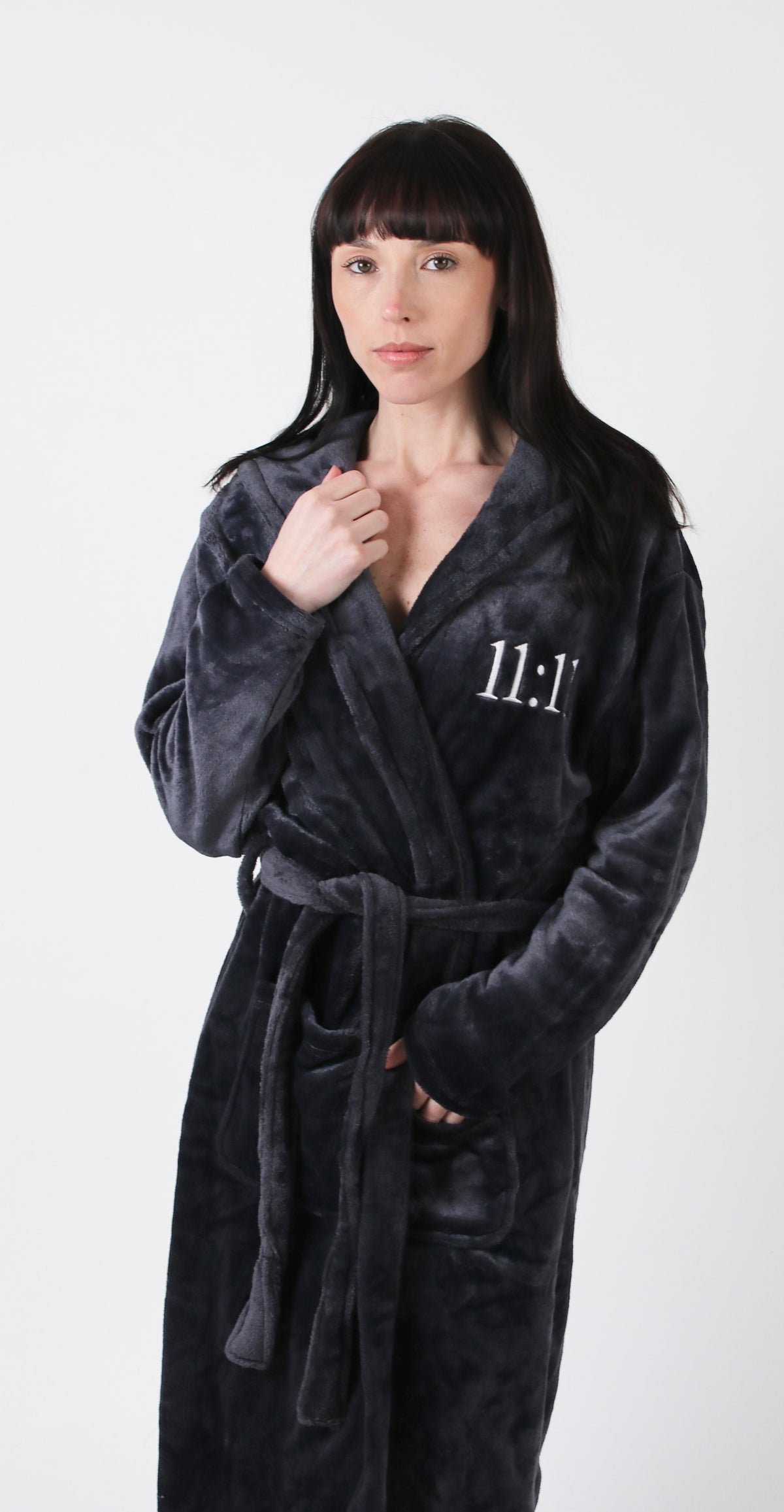 Personalised 11:11 Dressing Gown - Charcoal Grey - Woman’s