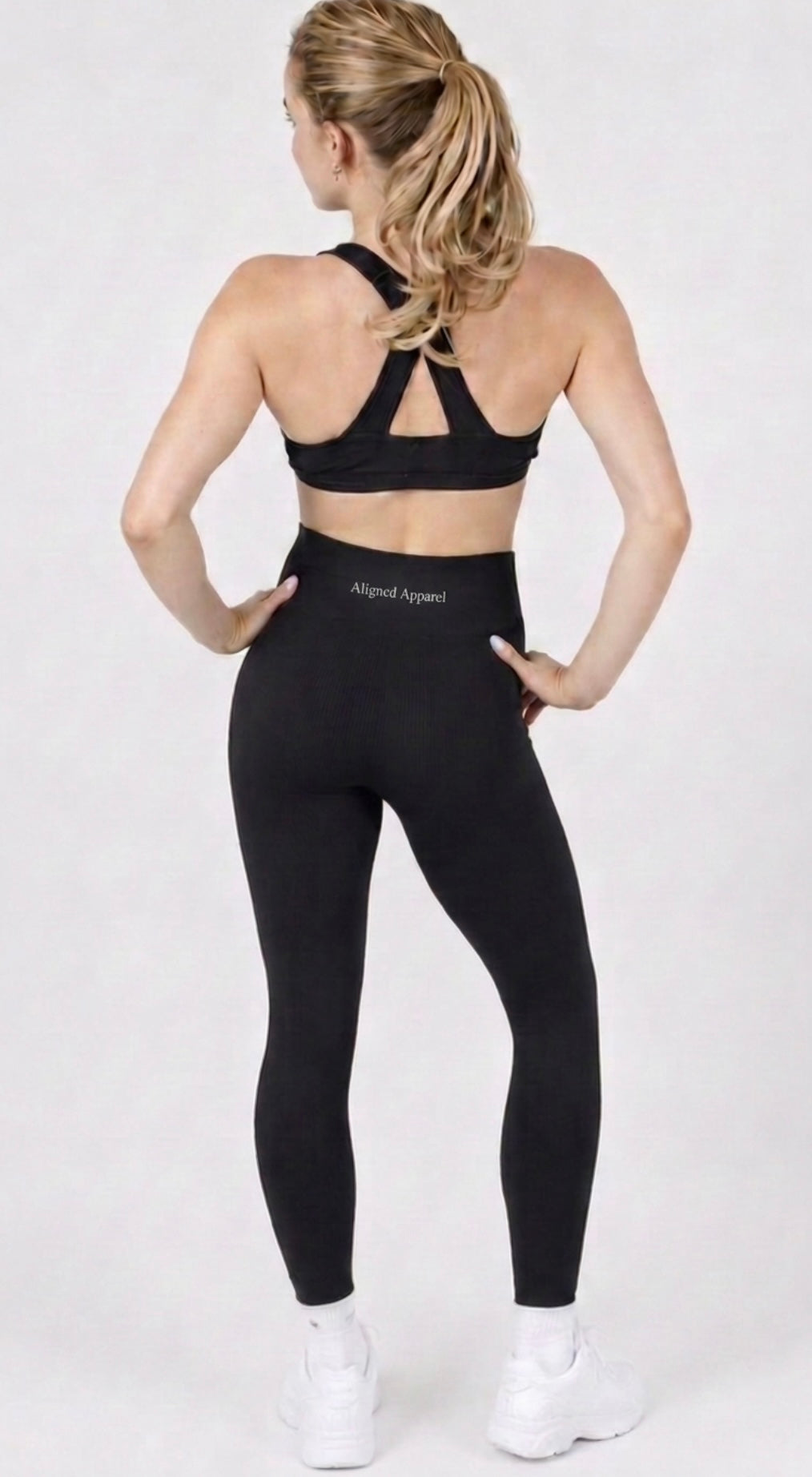 Black Ribbed Seamless High-Waisted Leggings | Aligned Apparel