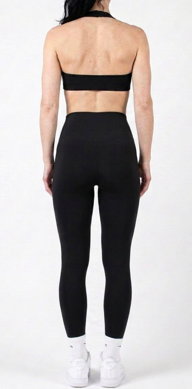 222 - Black - High Waisted Gym Leggings with Pockets