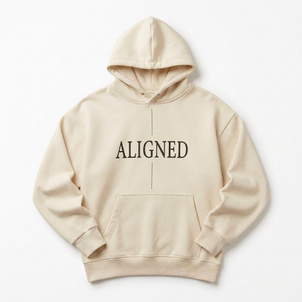 Aligned Premium Oversized Hoodie – Sand/Beige | Unisex Minimalist Hoodie