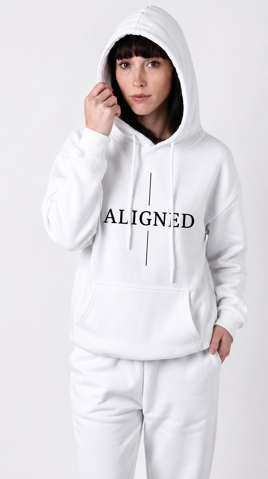 Aligned Premium Oversized Lightweight Hoodie – White - Unisex