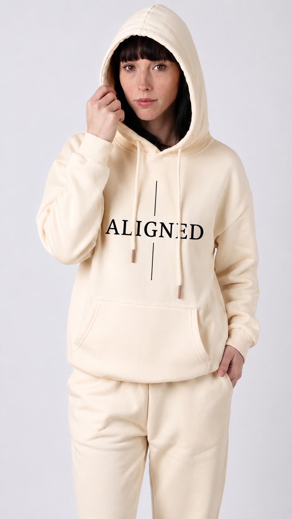 Aligned Premium Oversized Hoodie – Sand/Beige | Unisex Minimalist Hoodie