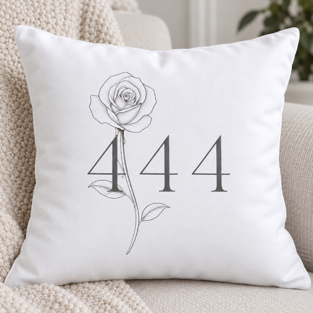444 Rose Cushion – White | Aligned Apparel & Homeware