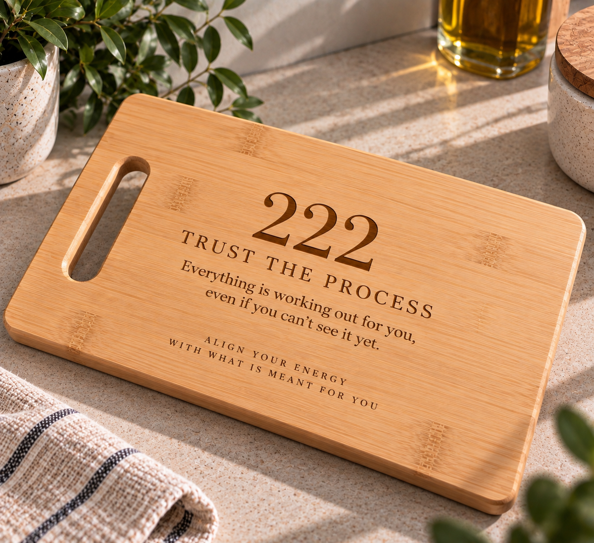222 - Angel Number Bamboo Chopping Board