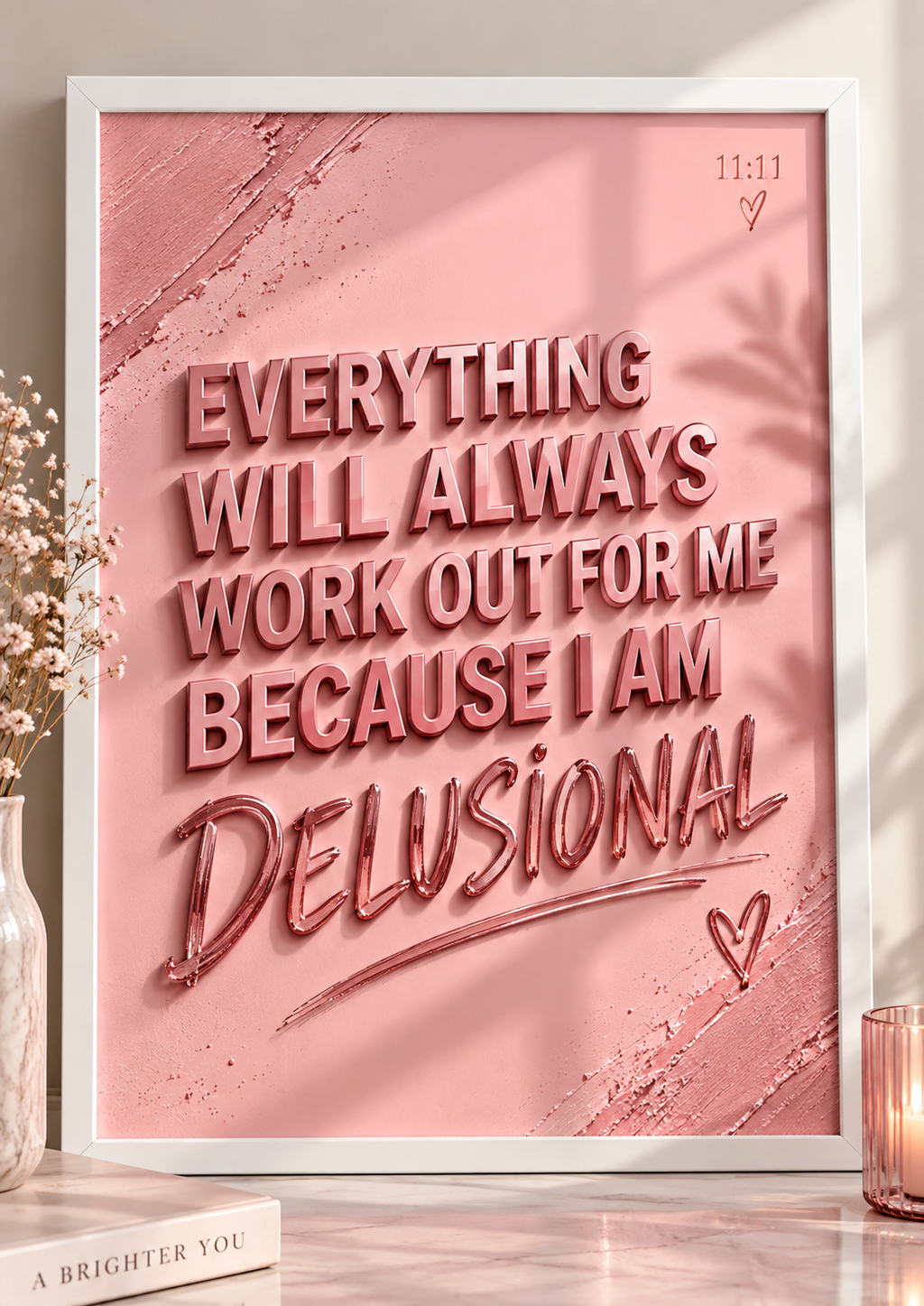 Everything Will Always Work Out For Me Because I Am Delusional – 11:11 A4 Wall Art