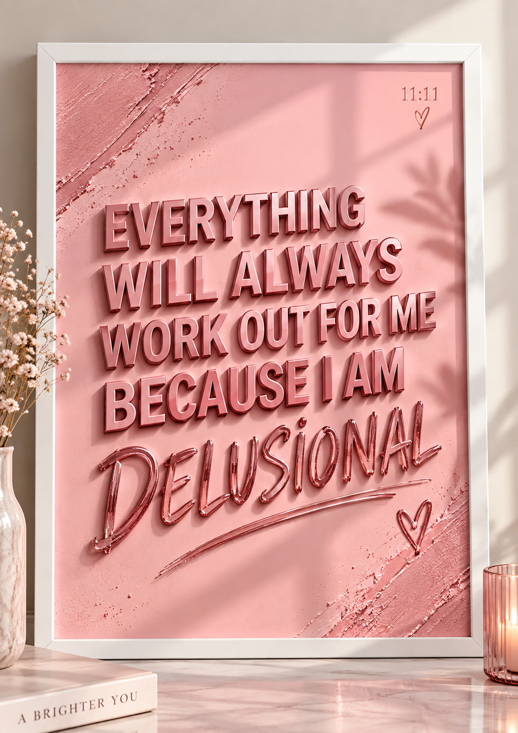 Everything Will Always Work Out For Me Because I Am Delusional – 11:11 A4 Wall Art